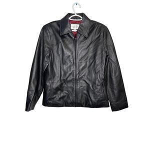 Worthington genuine lambskin black leather leather jacket womens large y2k punk